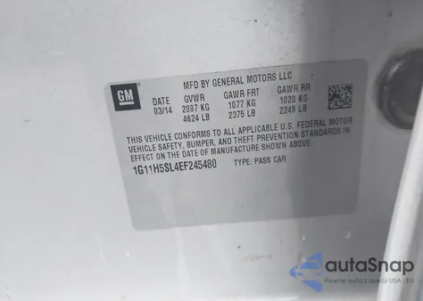 2014 Chevrolet Malibu 1Lz from USA, damaged, VIN 1G11H5SL4EF245480